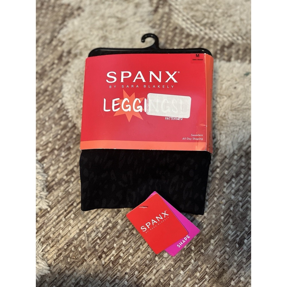 Spanx Black Cheetah Leggings‎ Size Medium NWT